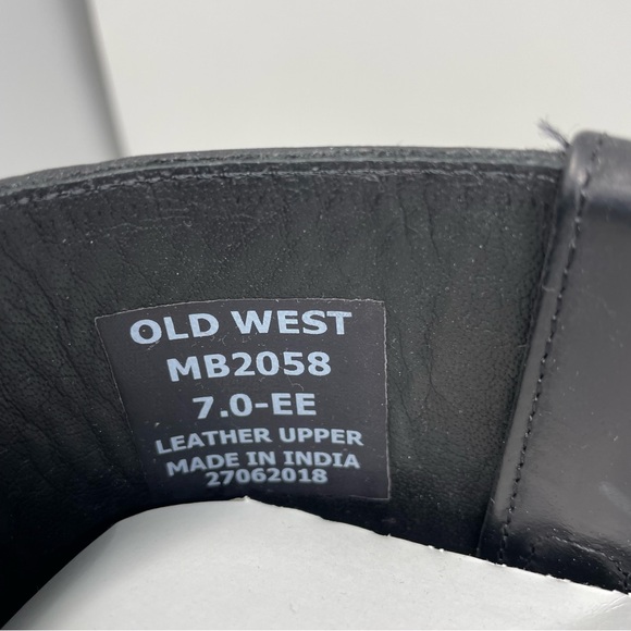 Old West Made in Texas Tall Black Leather Harness Boots Size 7 - Picture 10 of 11